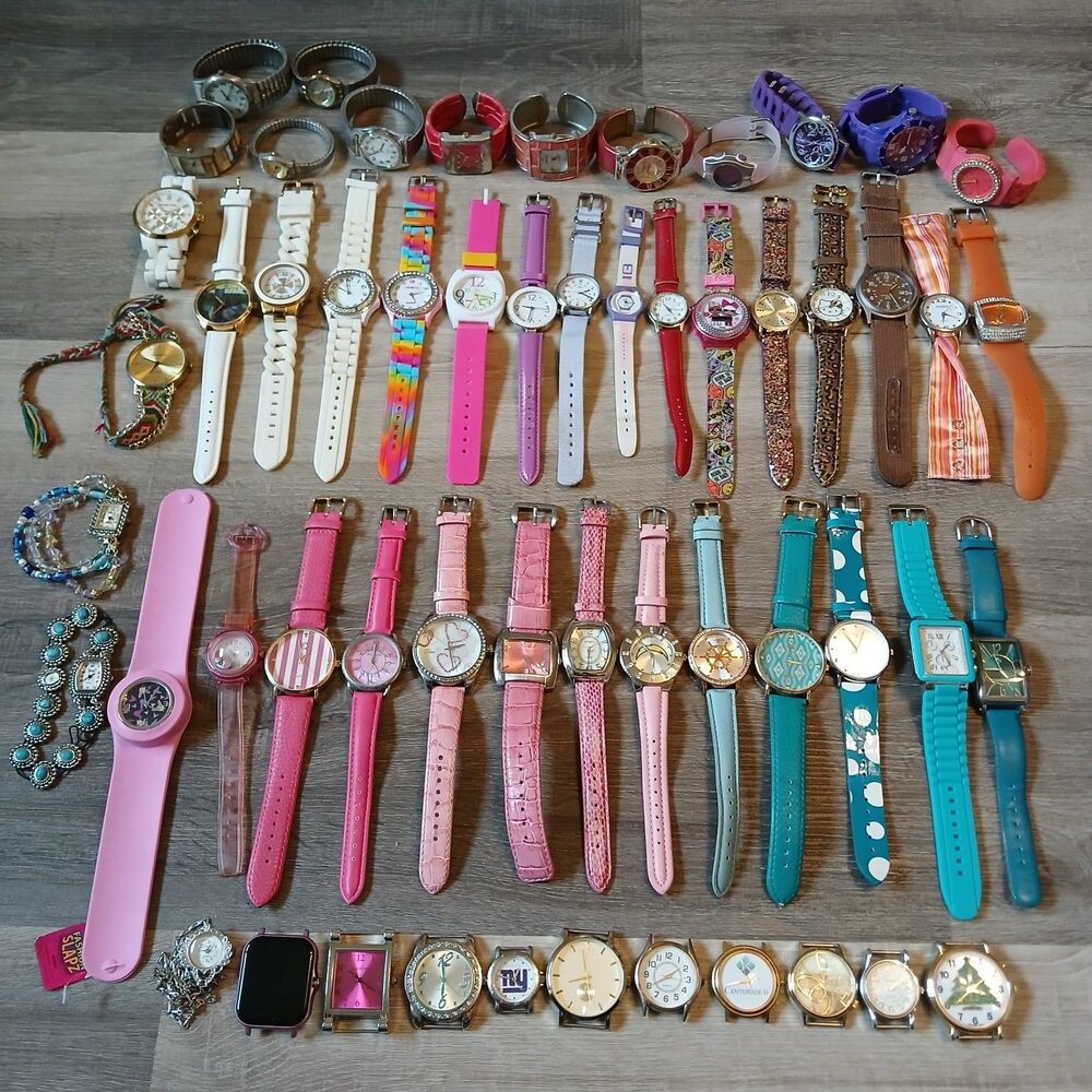 Bulk Lot of 50+ Parts/Repair/Craft Watches Fossil Sanrio Michael Kors Timex -J1